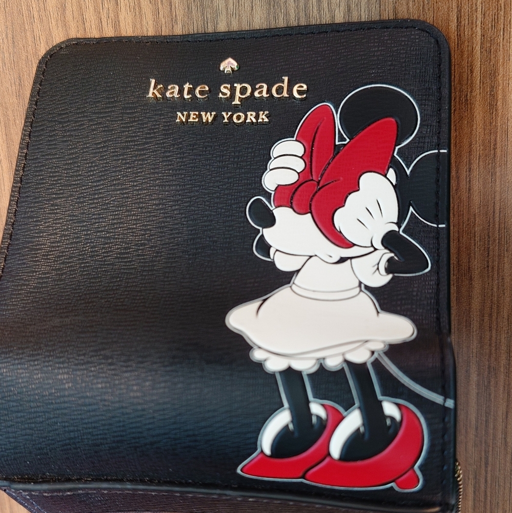 Kate Spade Black Minnie Mouse Wallet with Red and White Accents